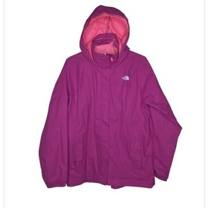 The North Face Girls Hooded Fuschia Rain Jacket Size XL